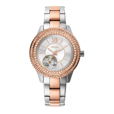 Fossil Architect Automatic Silver Dial Two Tone Steel Strap Watch for Women - ME3058 Watches Fossil   
