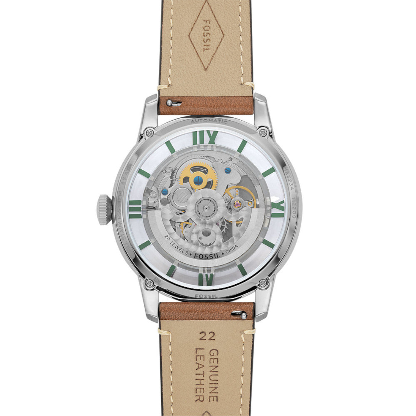 Fossil Boyfriend Automatic Skeleton Silver Dial White Leather Strap Watch for Women - ME3069 Watches Fossil   