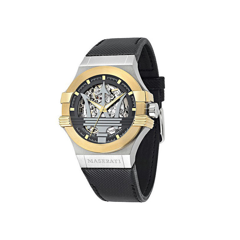 Maserati Potenza Automatic Skeleton Dial Black Strap Watch For Men - R8821108011 Watches Maserati   