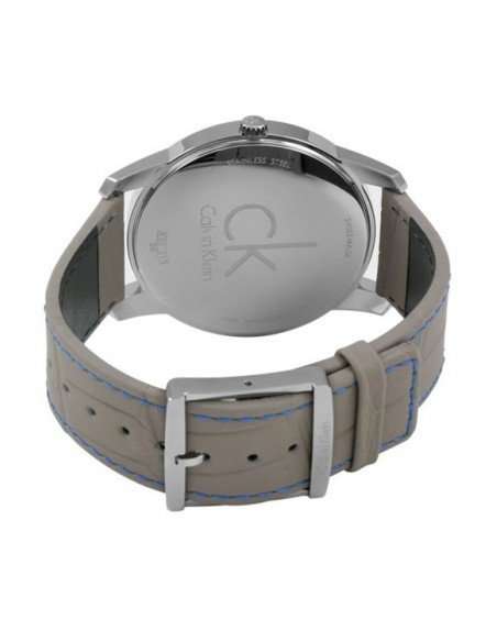 Calvin Klein City Silver Dial Grey Leather Strap Watch for Men - K2G211Q4 Watches Calvin Klein   