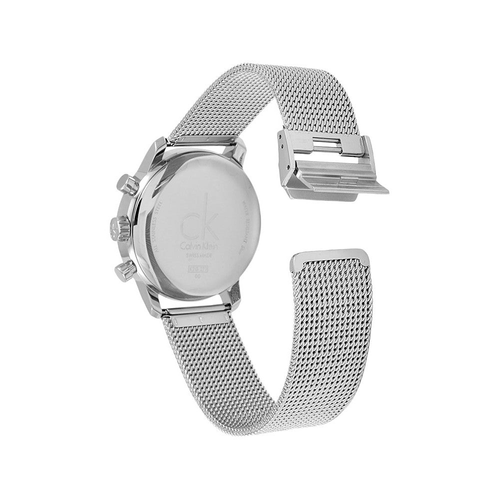 Calvin Klein City Chronograph White Dial Silver Mesh Bracelet Watch for Men - K2G27126 Watches Calvin Klein   