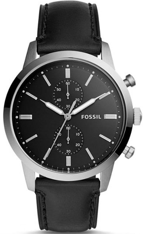 Fossil Townsman Multifunction Black Dial Black Leather Strap Watch for Men - FS5396 Watches Fossil   