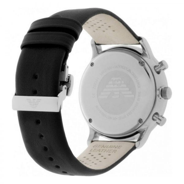 Emporio Armani Gianni White Dial Black Leather Strap Watch For Men - AR0385 Watches Emporio Armani   