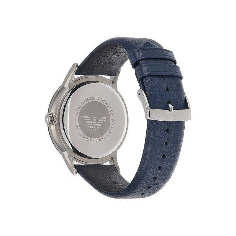 Emporio Armani Renato White DIal Blue Leather Strap Watch For Men - AR11119 Watches Emporio Armani   