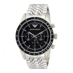 Emporio Armani Tazio Chronograph Black Dial Silver Stainless Steel Watch For Men - AR5988 Watches Emporio Armani   