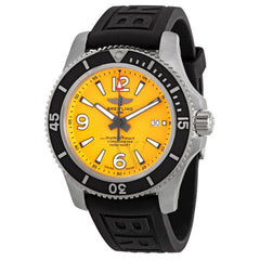 Breitling Superocean Automatic 44mm Yellow Dial Black Rubber Strap Watch for Men - A17367021I1S1 Watches Breitling   