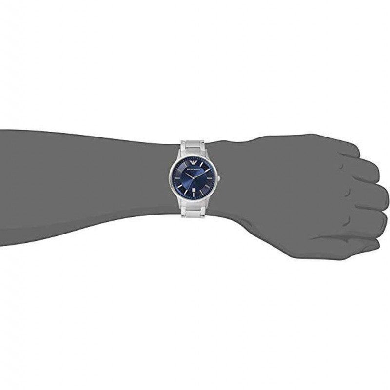 Emporio Armani Renato Blue Dial Silver Stainless Steel Strap Watch For Men - AR2477 Watches Emporio Armani   