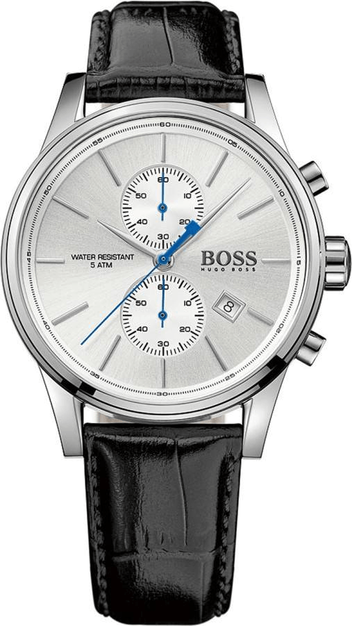 Hugo Boss Jet Silver Dial Black Leather Strap Watch for Men - 1513282 Watches Hugo Boss   