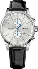 Hugo Boss Jet Silver Dial Black Leather Strap Watch for Men - 1513282 Watches Hugo Boss   