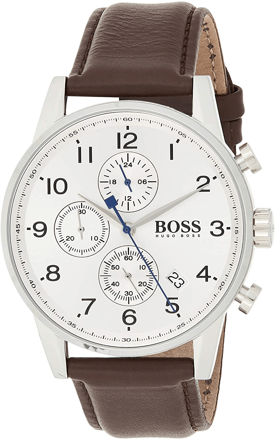 Hugo Boss Navigator White Dial Brown Leather Strap Watch for Men - 1513495 Watches Hugo Boss   