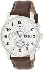 Hugo Boss Navigator White Dial Brown Leather Strap Watch for Men - 1513495 Watches Hugo Boss   