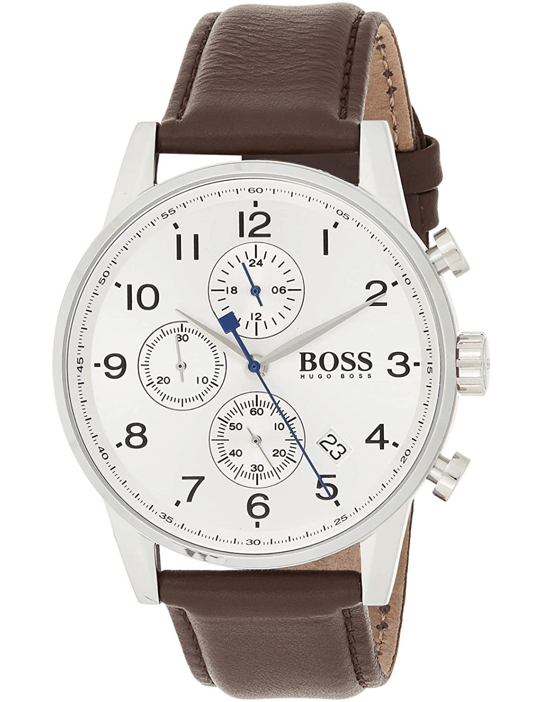 Hugo Boss Navigator White Dial Brown Leather Strap Watch for Men - 1513495 Watches Hugo Boss   