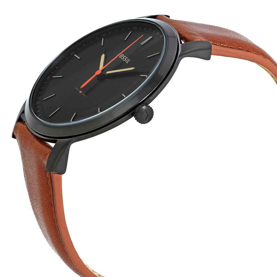 Fossil The Minimalist Black Dial Brown Leather Strap Watch for Men - FS5305 Watches Fossil   