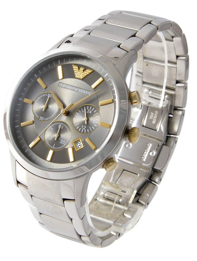 Emporio Armani Quartz Grey Dial Stainless Steel Watch For Men - AR11047 Watches Emporio Armani   