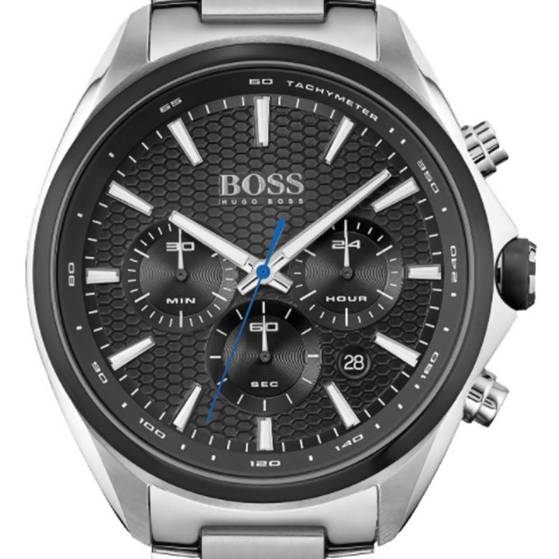 Hugo Boss Montre Distinct Black Dial Silver Steel Strap Watch for Men - 1513857 Watches Hugo Boss   