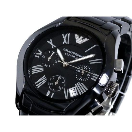 Emporio Armani Black Ceramic Dial Ceramic Strap Watch For Women - AR1401 Watches Emporio Armani   