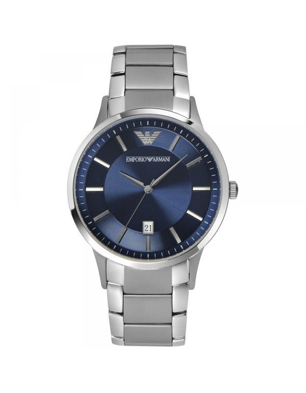 Emporio Armani Renato Blue Dial Silver Stainless Steel Watch For Men - AR2472 Watches Emporio Armani   