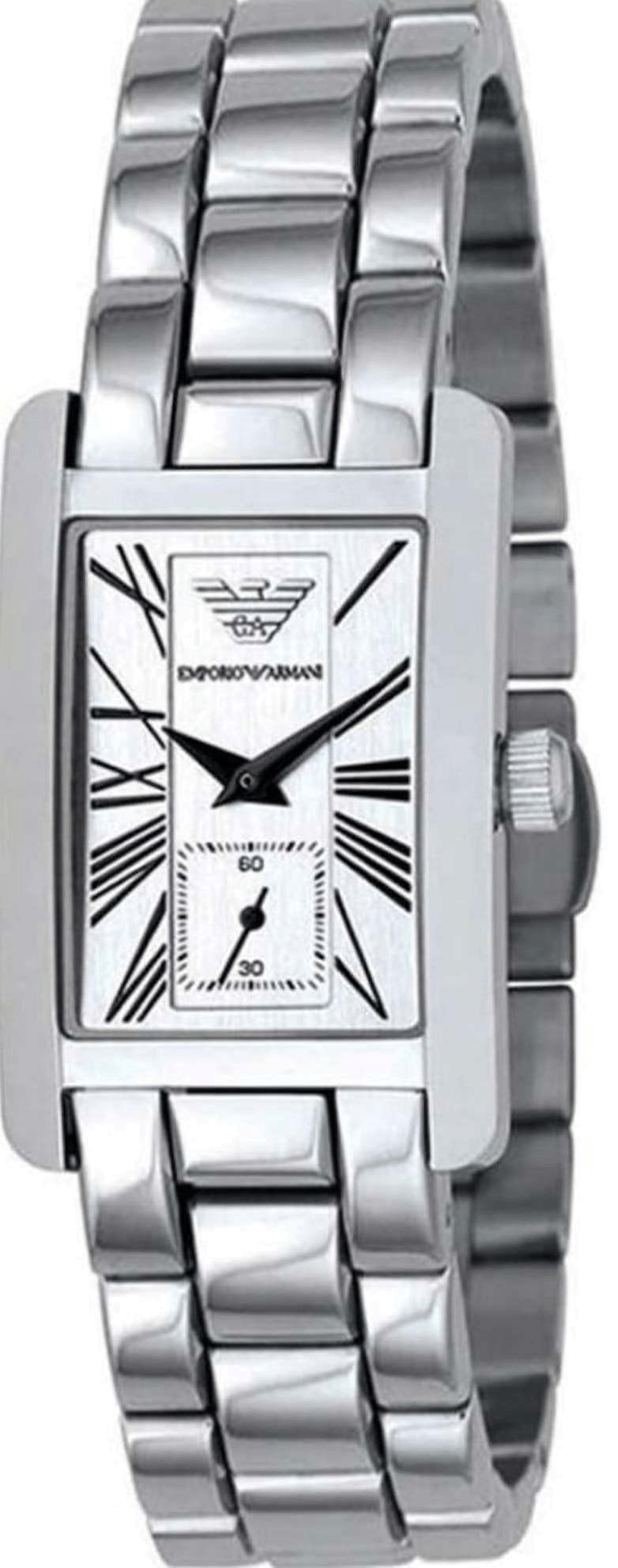 Emporio Armani White Dial Silver Stainless Steel Watch For Women - AR0146 Watches Emporio Armani   