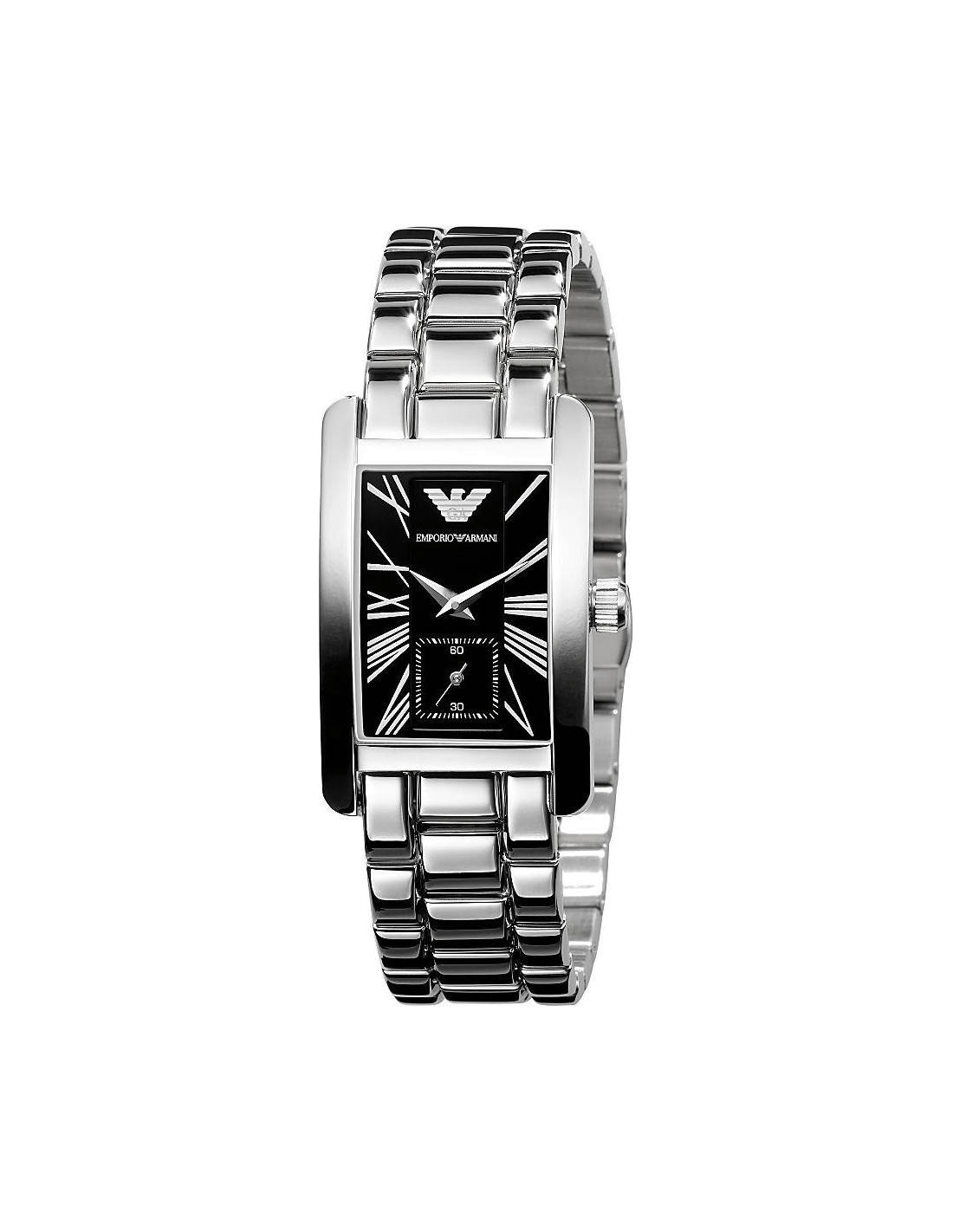 Emporio Armani Classic Black Dial Silver Stainless Steel Watch For Women - AR0157 Watches Emporio Armani   