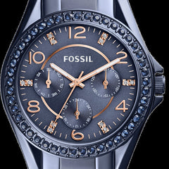 Fossil Riley Quartz Blue Dial Blue Steel Strap Watch for Women - ES4294 Watches Fossil   