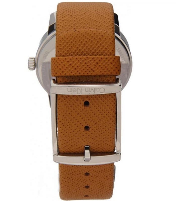 Calvin Klein City Silver Dial Orange Leather Strap Watch for Women - K2G231G6 Watches Calvin Klein   