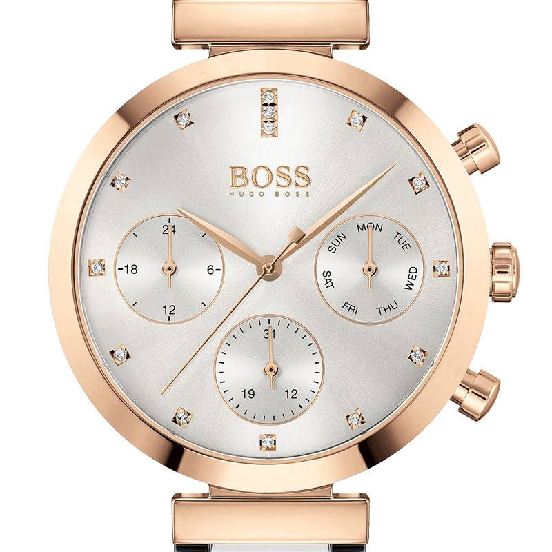 Hugo Boss Flawless Silver Dial Silver Mesh Bracelet Watch for Women -1502551 Watches Hugo Boss   