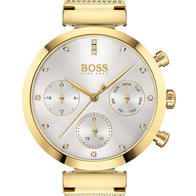 Hugo Boss Flawless White Dial Gold Mesh Bracelet Watch for Women - 1502552 Watches Hugo Boss   