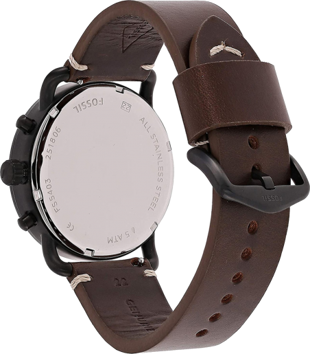 Fossil Commuter Chronograph Black Dial Brown Leather Strap Watch for Men - FS5403 Watches Fossil   