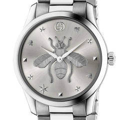 Gucci G Timeless Silver Dial Silver Steel Strap Watch For Women - YA1264126 Watches Gucci   