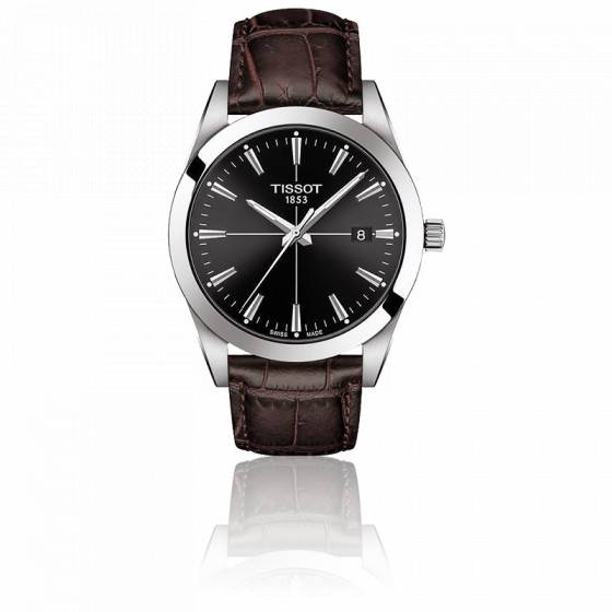 Tissot Gentlemen Black Dial Brown Leather Strap Watch for Men - T127.410.16.051.01 Watches Tissot   