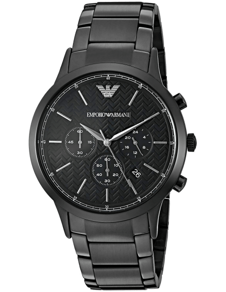 Emporio Armani Dress Chronograph Quartz Black Dial Black Stainless Steel Strap Watch For Men - AR2485 Watches Emporio Armani   