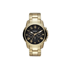 Fossil Grant Chronograph Black Dial Gold Steel Strap Watch for Men - FS4815 Watches Fossil   