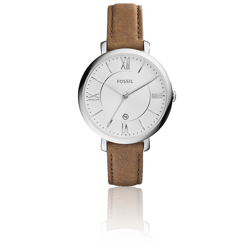 Fossil Jacqueline White Dial Brown Leather Strap Watch for Women - ES3708 Watches Fossil   