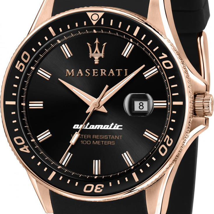 Maserati SFIDA Automatic Black Dial Rubber Strap Watch For Men - R8821140001 Watches Maserati   