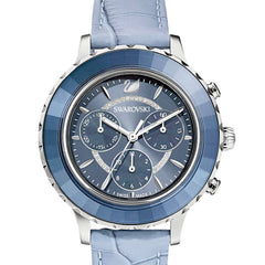 Swarovski Octea Lux Chrono Blue Dial Blue Leather Strap Watch for Women - 5580600 Watches Swarovski   