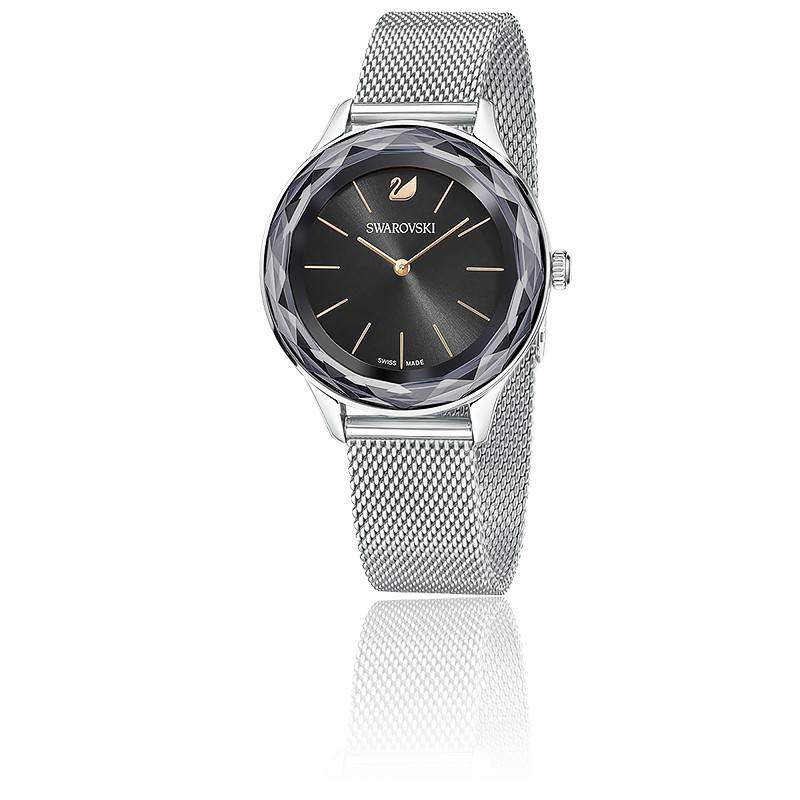 Swarovski Octea Nova Black Dial Silver Mesh Bracelet Watch for Women - 5430420 Watches Swarovski   