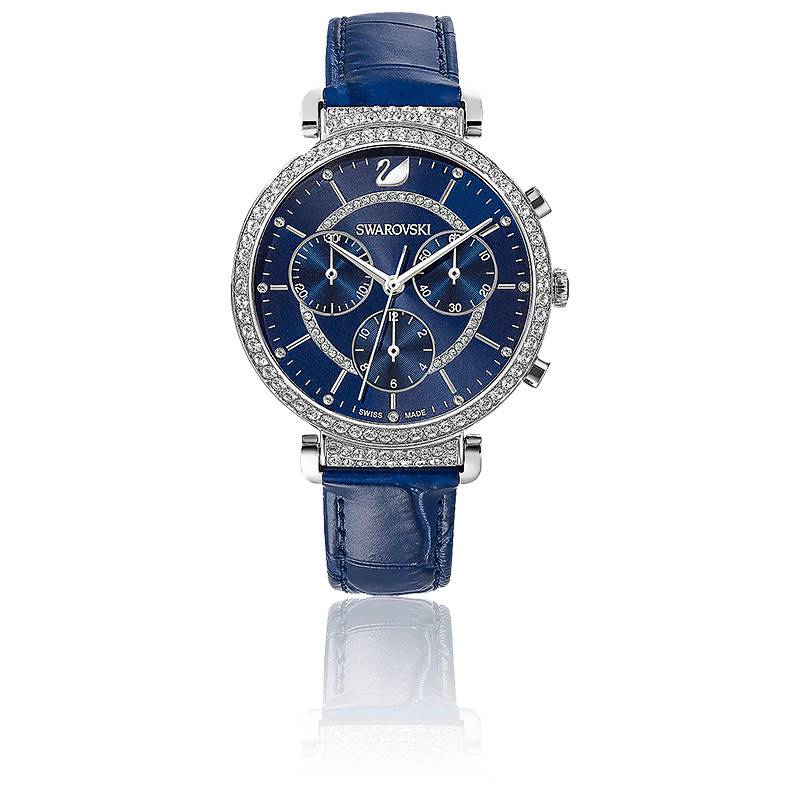 Swarovski Passage Chrono Crystal Blue Dial Blue Leather Strap Watch for Women - 5580342 Watches Swarovski   
