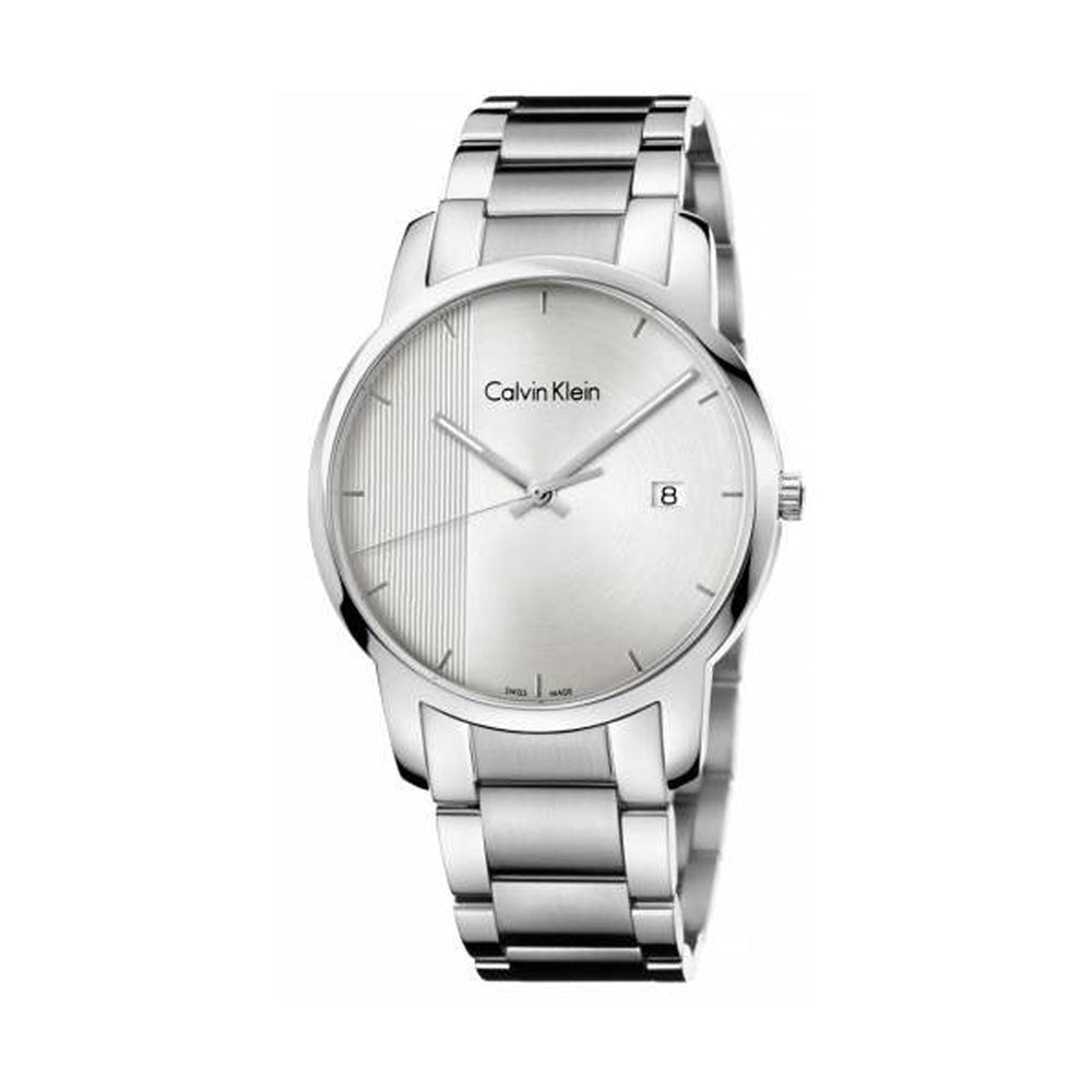 Calvin Klein City Chronograph White Dial Silver Steel Strap Watch for Men - K2G2G14X Watches Calvin Klein   