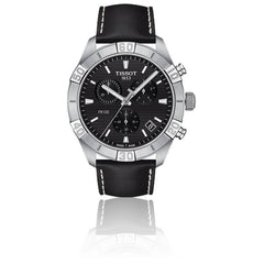 Tissot PR 100 Sport Quartz Chronograph Black Dial Black Leather Strap Watch For Men - T101.617.16.051.00 Watches Tissot   