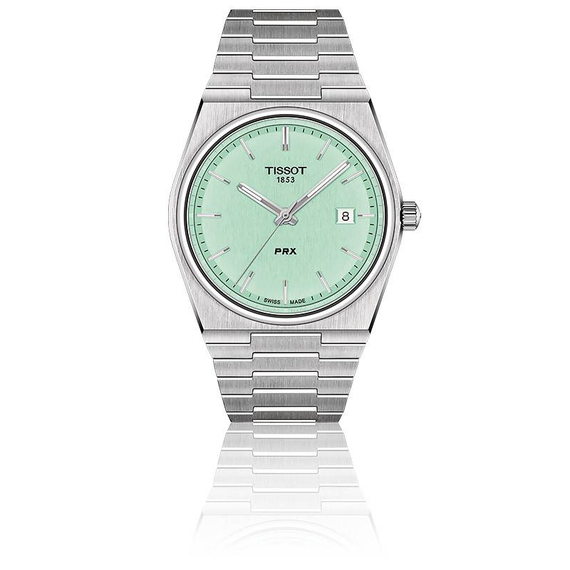 Tissot PRX Quartz Light Green Dial Stainless Steel Strap Watch for Men - T137.410.11.091.01 Watches Tissot   