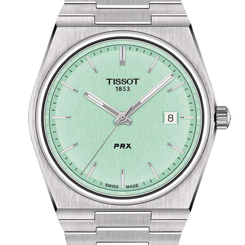 Tissot PRX Quartz Light Green Dial Stainless Steel Strap Watch for Men - T137.410.11.091.01 Watches Tissot   