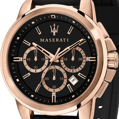 Maserati Successo 44mm Black Rose Gold Dial Black Rubber Strap Watch For Men - R8871621012 Watches Maserati   