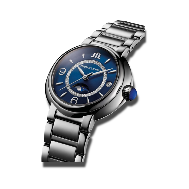 Maurice Lacroix Fiaba Moonphase Blue Dial Silver Steel Strap Watch for Women - FA1084-SS002-420-1 Watches Maurice Lacroix   