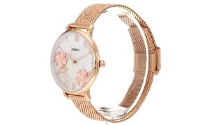 Fossil Jacqueline Three-Hand White Dial Rose Gold Mesh Bracelet Watch for Women - ES4534 Watches Fossil   