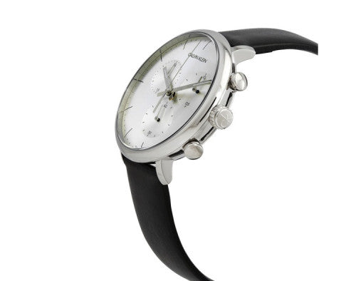 Calvin Klein High Noon Chronograph White Dial Black Leather Strap Watch for Men - K8M271C6 Watches Calvin Klein   