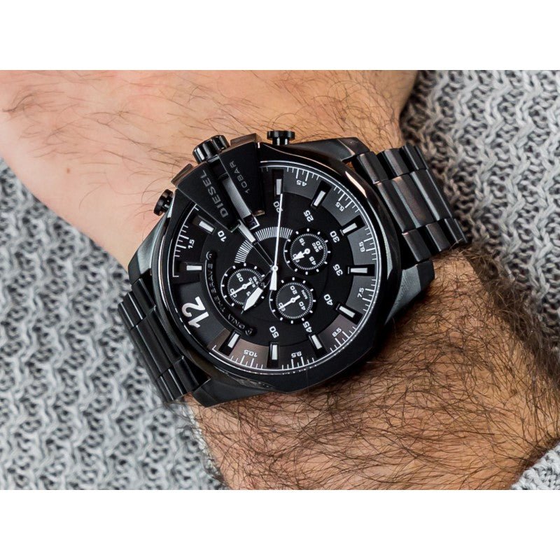 Diesel Mega Chief Chronograph Black Stainless Steel Watch For Men - DZ4283 Watches Diesel   