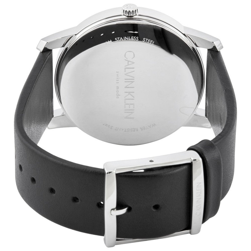 Calvin Klein City Silver Dial Black Steel Strap Watch for Men - K2G2G1CX Watches Calvin Klein   