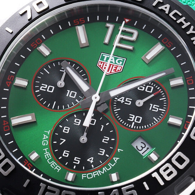 Tag Heuer Formula 1 Chronograph 41mm Green Dial Green Rubber Strap Watch for Men - CAZ101AP.FT8056 Watches Tag Heuer   