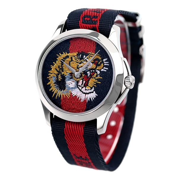 Gucci G Timless Le Marche Des Merveilles Blue & Red Dial Blue & Red Nylon Strap Unisex Watch  - YA126495 Watches Gucci   