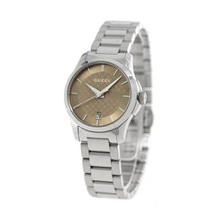 Gucci G Timeless Brown Dial Silver Steel Strap Watch For Women - YA126526 Watches Gucci   